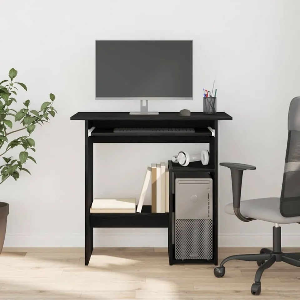 vidaXL Bureau 80x45x74 cm spaanplaat zwart eikenkleurig, foto 3