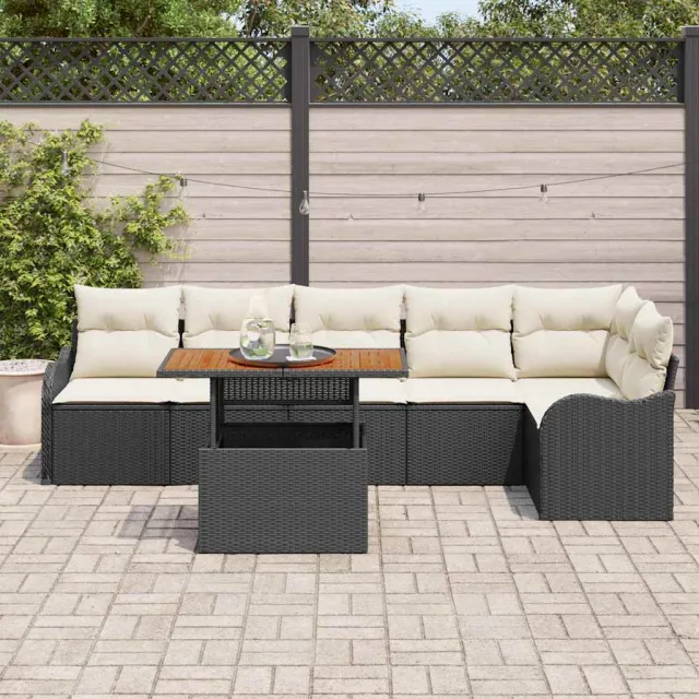 vidaXL Tuin Sofa Set 7 st Zwart Poly riet, foto 2