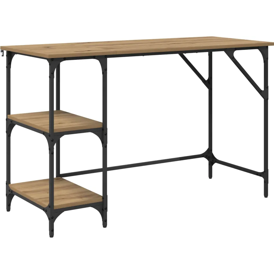 vidaXL Bureau Artisan Eiken 120 x 50 x 75 cm Bewerkt hout Bruin