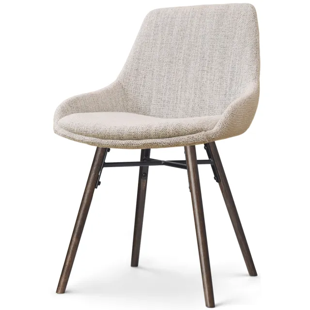 Nolon Nena-Isa eetkamerstoel beige gemêleerd - walnoot houten onderstel