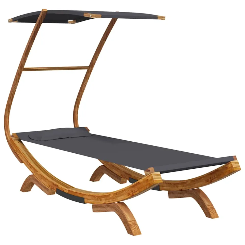 vidaXL Loungebed met luifel 100x190x134 cm gebogen hout antracietkleur, foto 3