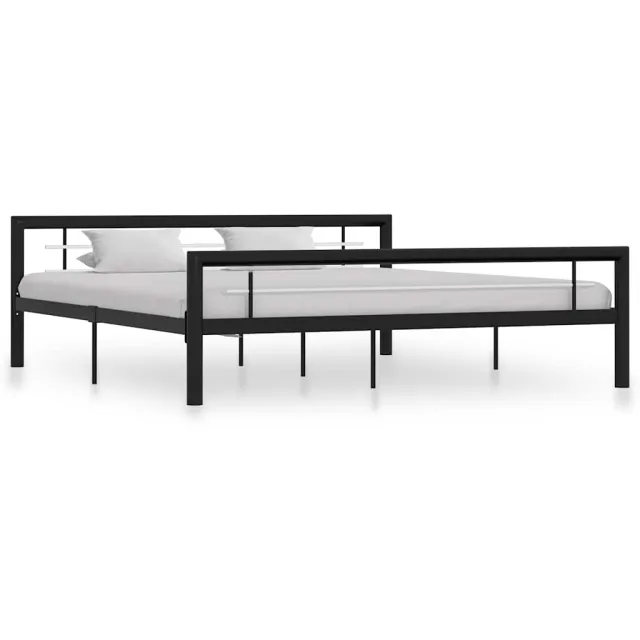 vidaXL Bedframe metaal zwart en wit 180x200 cm