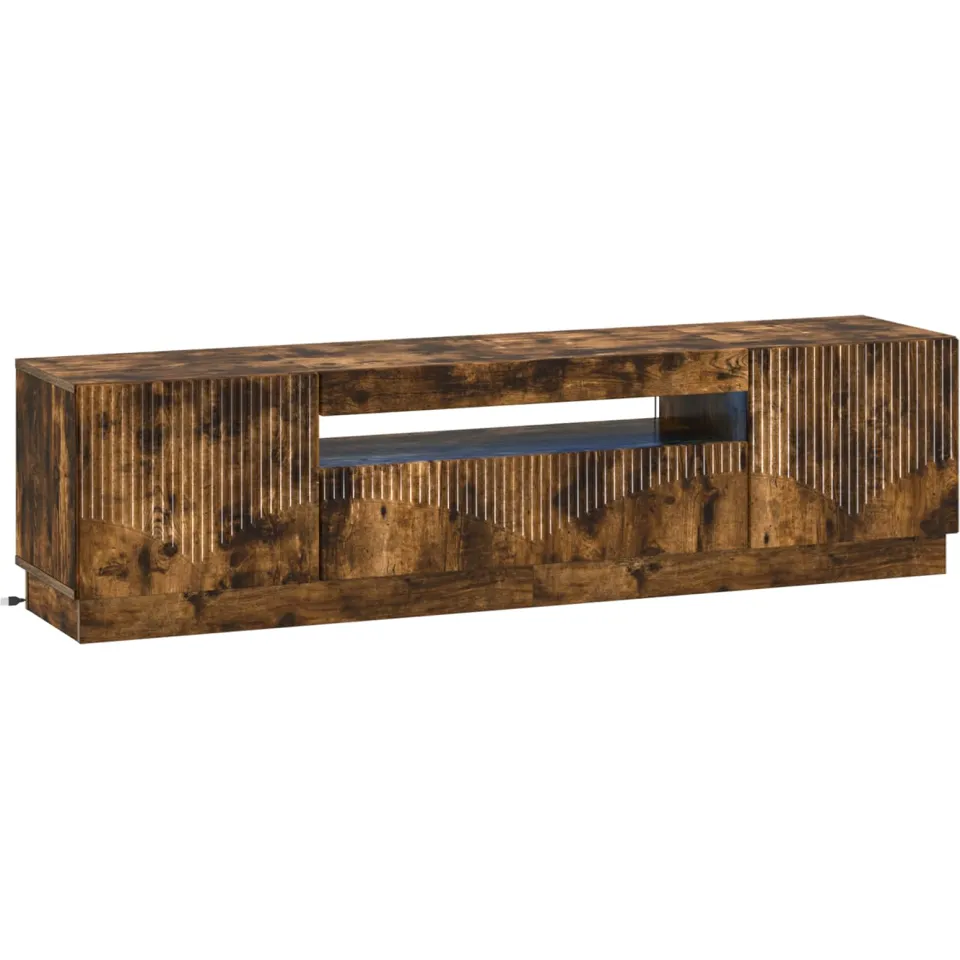 vidaXL LED tv-meubel Gerookt eiken Bewerkt hout, foto 3