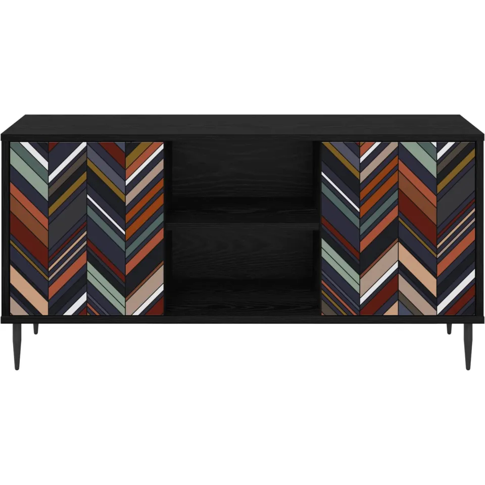 vidaXL Tv-meubel OMMEN 102 x 33 x 51 cm Zwart eiken Bewerkt hout, foto 4