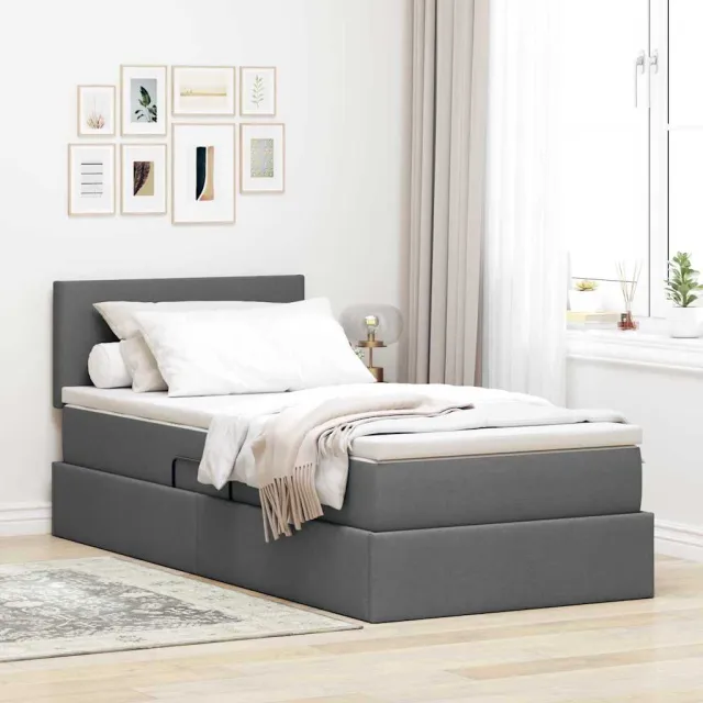 vidaXL Opslag bed met matras Donkergrijs 90 x 200 cm fluweel