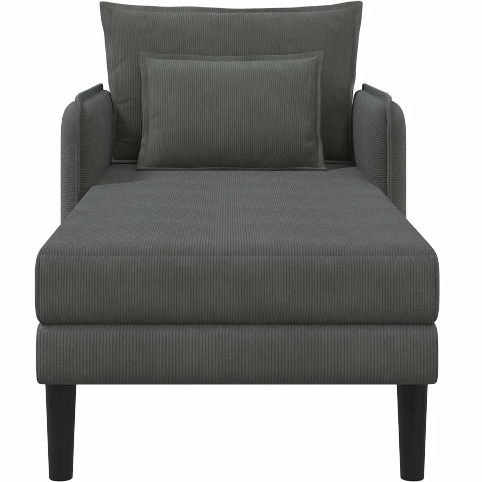 vidaXL Grote chaise longue Donkergrijs Katoenen stof