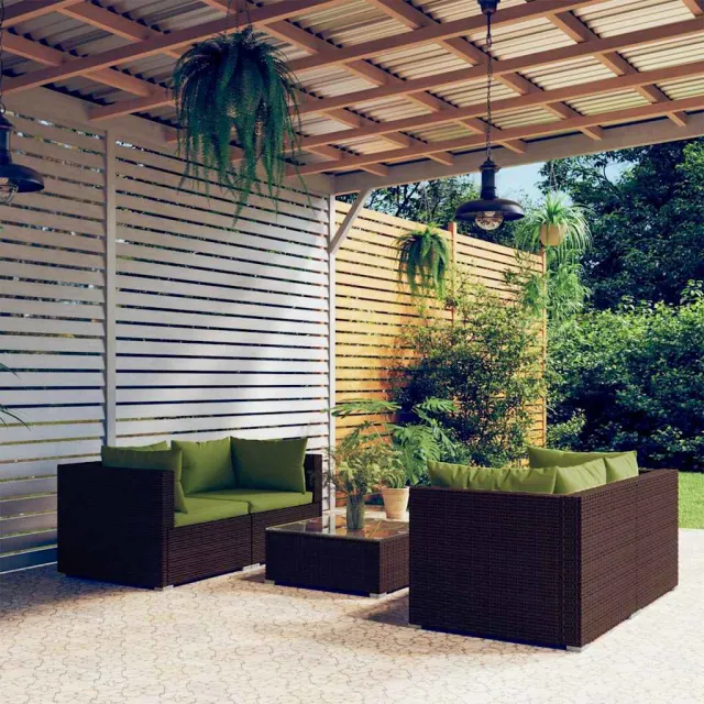 vidaXL 5-delige Loungeset met kussens poly rattan bruin, foto 2