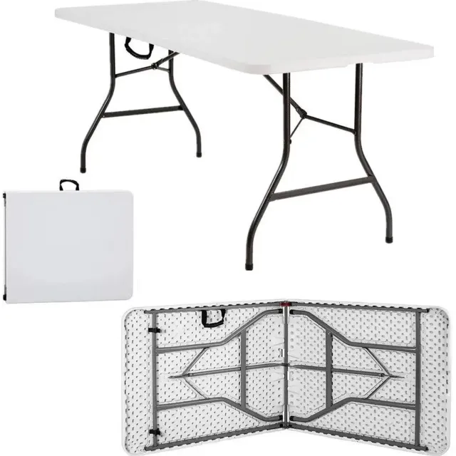 Seth Select Opvouwbare Tafel 180 x 76 cm – Klaptafel met Draaggreep – Kunststof Tuintafel & Campingtafel – Buffettafel – Wit