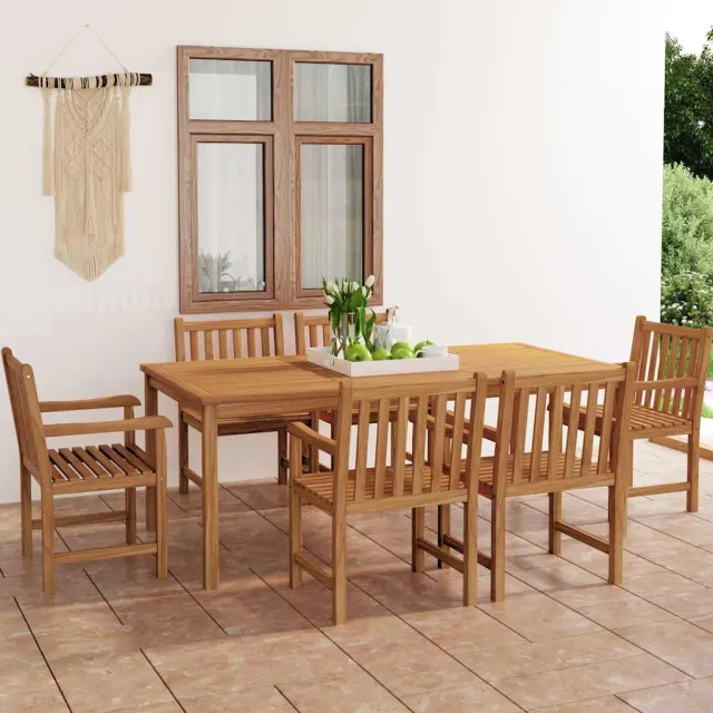 vidaXL 7-delige tuinset 200x100 cm massief teakhout bruin, foto 2