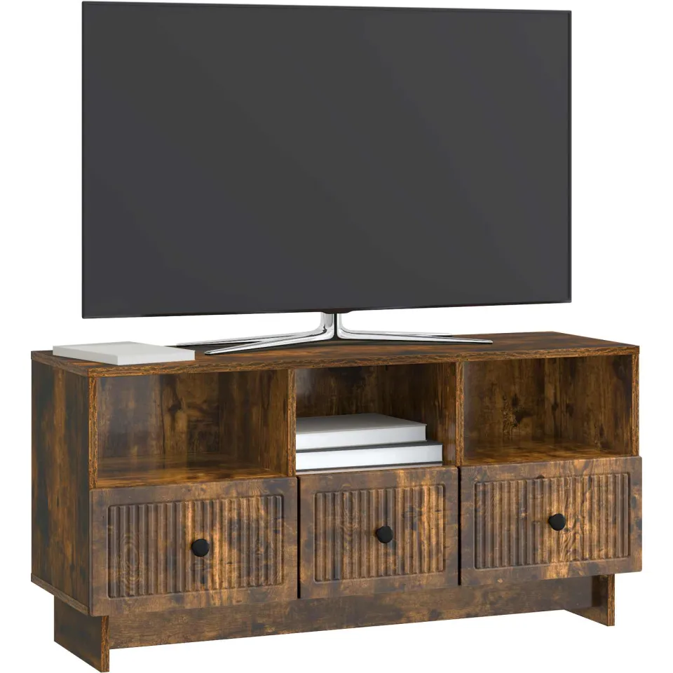 vidaXL TV-kast met lade Gerookt eiken 102 x 34,5 x 50 cm Bewerkt hout, foto 3