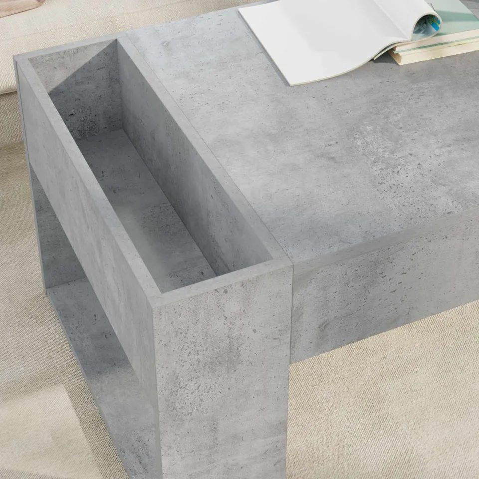 vidaXL Salontafel Beton Grijs 110 x 50 x 41 cm Bewerkt hout, foto 4
