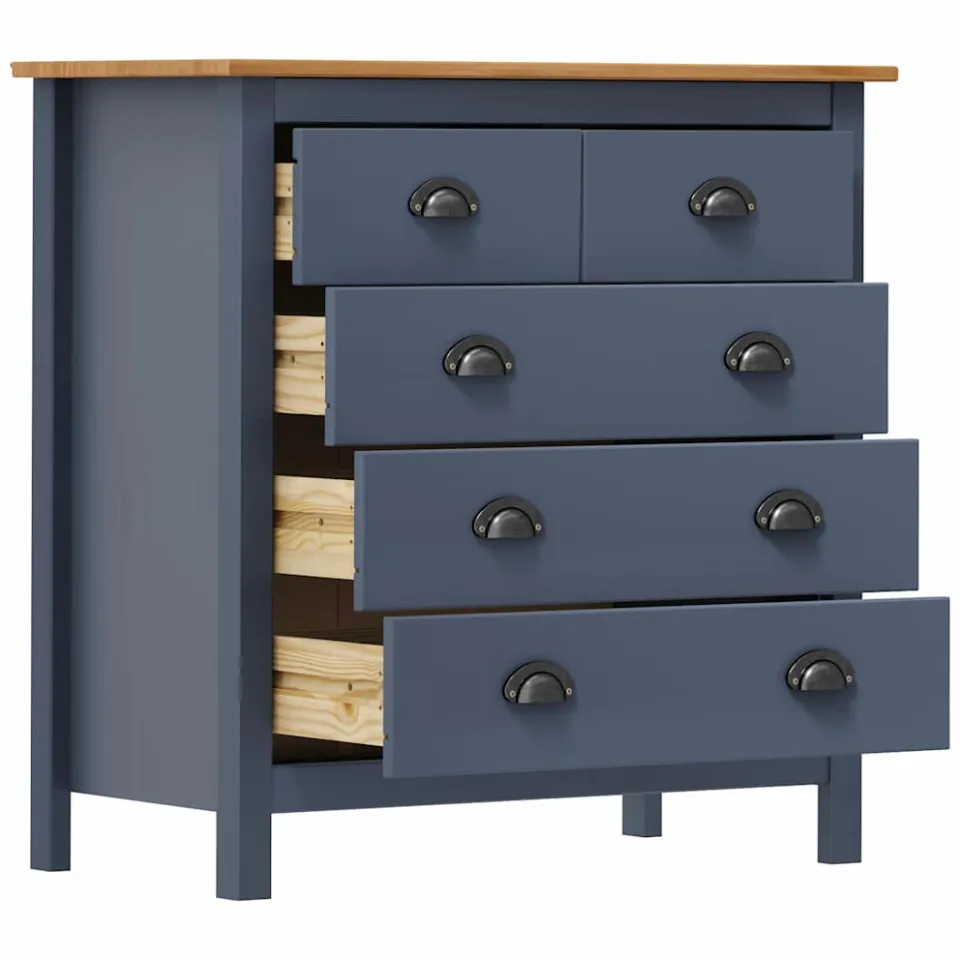vidaXL Dressoir Hill 79x40x80 cm massief grenenhout grijs, foto 3