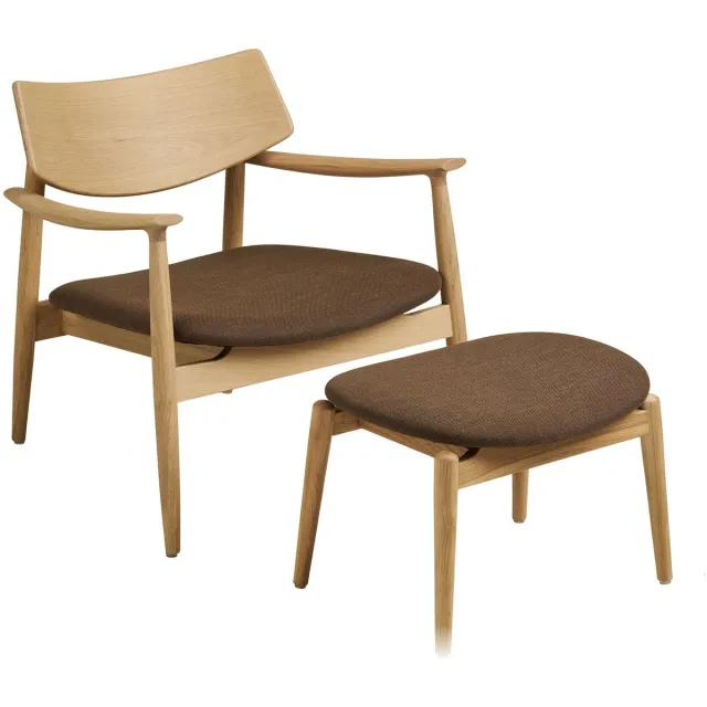 House Nordic Fauteuil Olvera - Naturel/Bruin - Incl. Voetenbankje