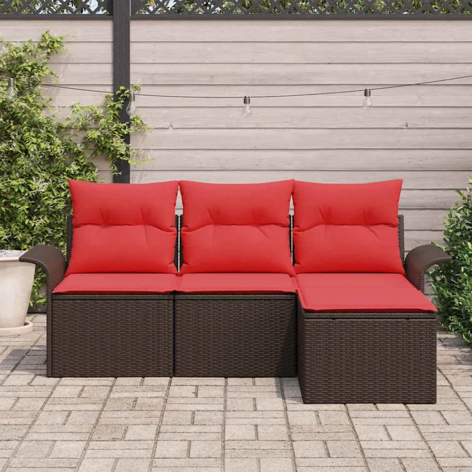 vidaXL Tuin Sofa Set 4 st Bruin poly rattan, foto 3