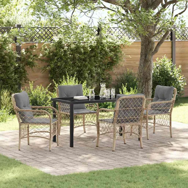 vidaXL Tuin eettafelset 5 st Beige poly rattan, foto 2