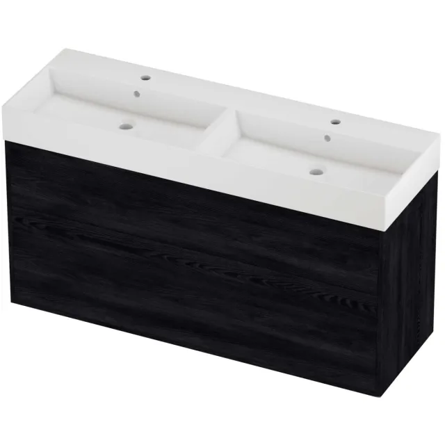 Proline Zara Badmeubelset Porselein Loft 2 Laden 140x46x78 cm Glans Wit Black Oak