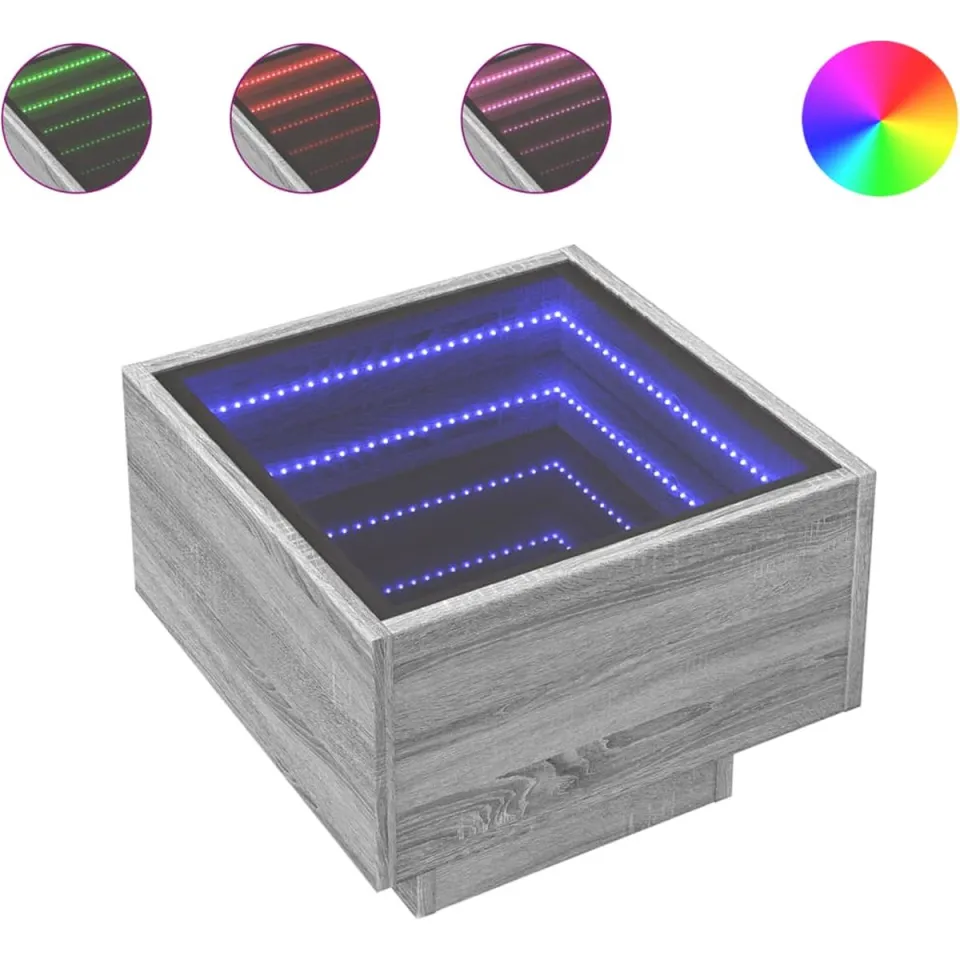 vidaXL Nachtkastje met Infinity LED 40x40x30 cm grijs sonoma eiken, foto 3