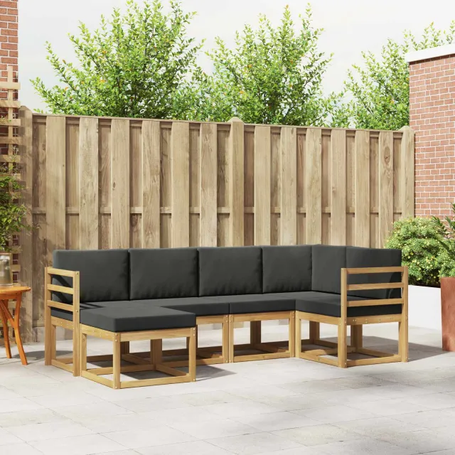 vidaXL Buiten bankenset 6 st 6-zits Wit en antracietkleurig Polyester