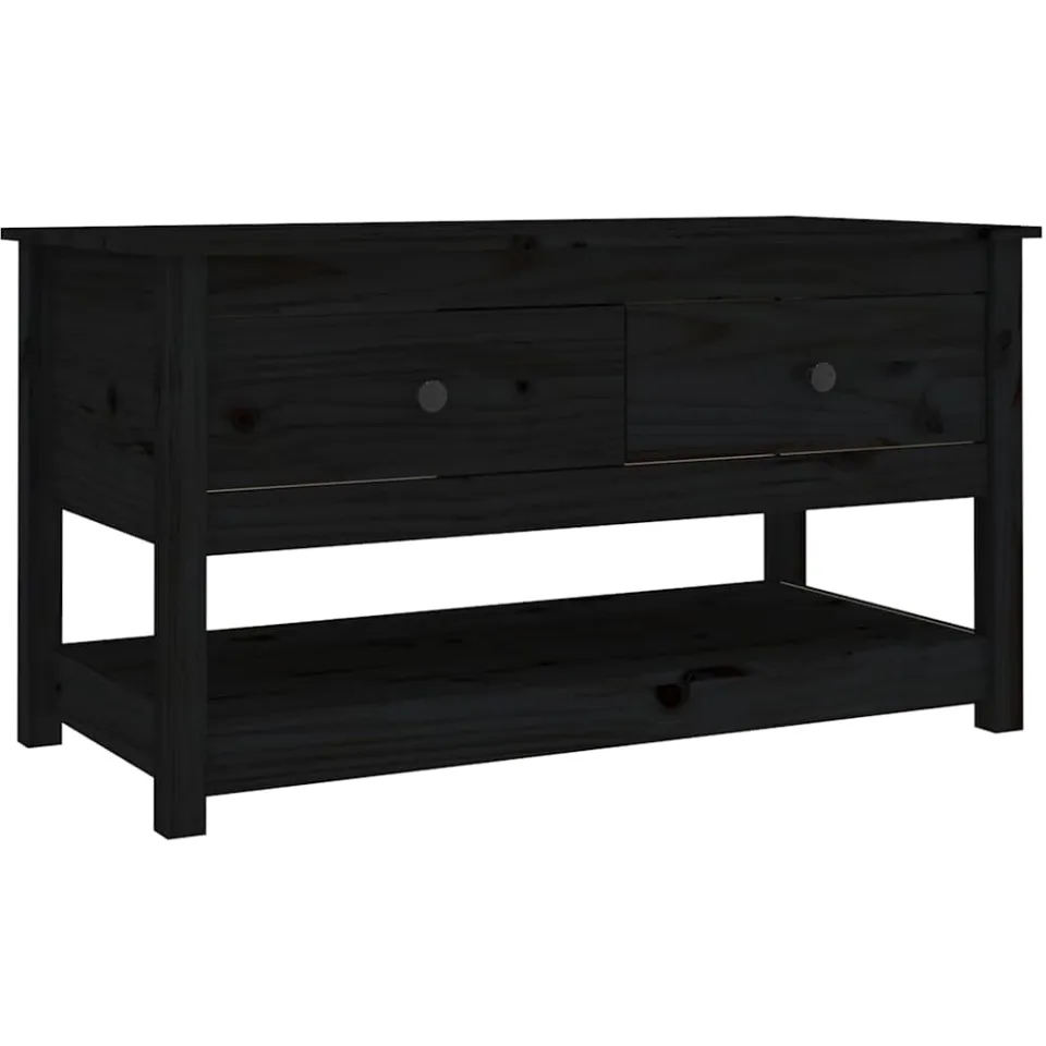 vidaXL Salontafel 102x49x55 cm massief grenenhout zwart