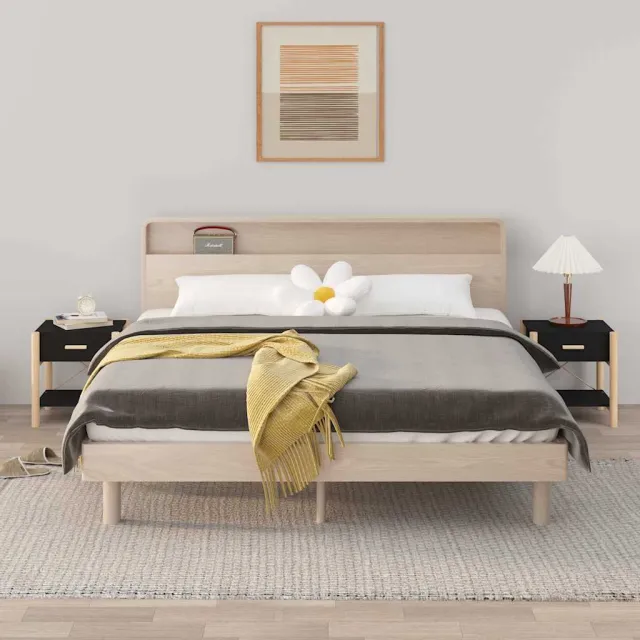 vidaXL Nachtkastjes 2 st 42x38x45 cm bewerkt hout zwart, foto 2