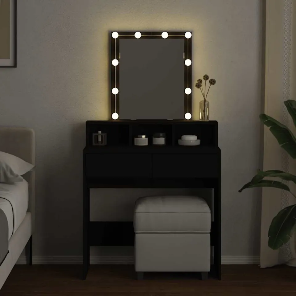 vidaXL Kaptafel met LED 80x41x144,5 cm zwart, foto 3