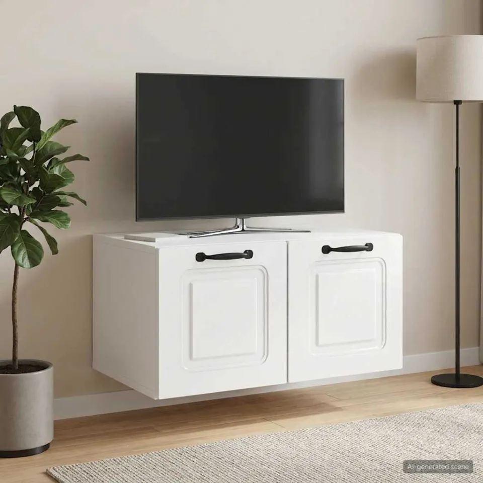 vidaXL Wandbeugel TV-kast Hoogglans Wit 59,5 x 41 x 30 cm Bewerkt hout, foto 4
