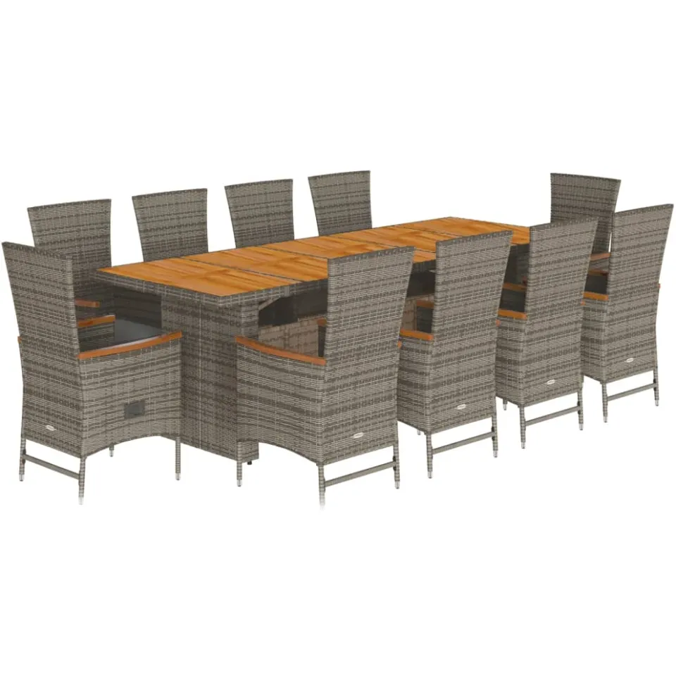 vidaXL 11-delige Tuinset met kussens poly rattan grijs, foto 4