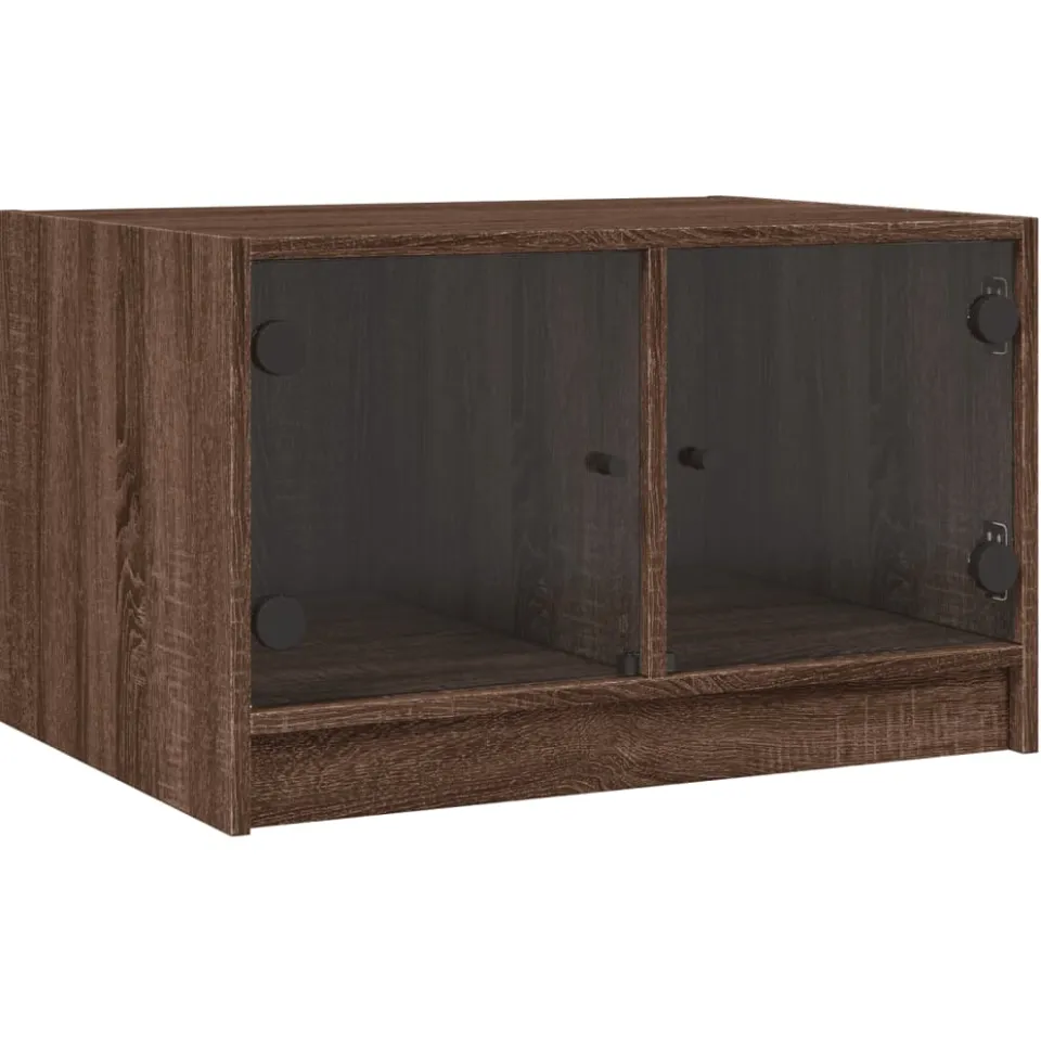 vidaXL Salontafel met glazen deuren 68x50x42 cm bruin eikenkleur