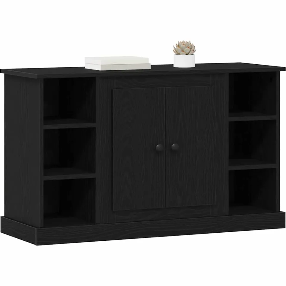 vidaXL Dressoir Zwart Eiken 100 x 35,5 x 60 cm Bewerkt hout, foto 2