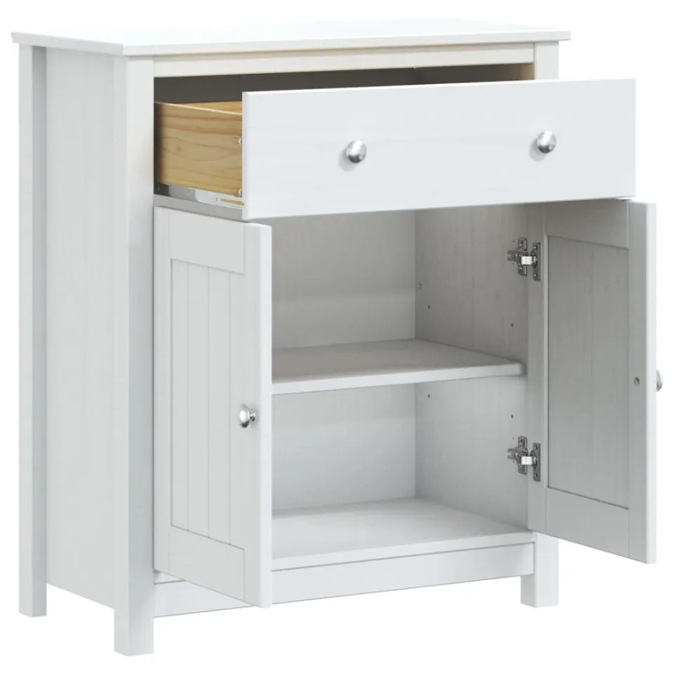 vidaXL Badkamerkast BERG 69,5x34x80 cm massief grenenhout wit, foto 4