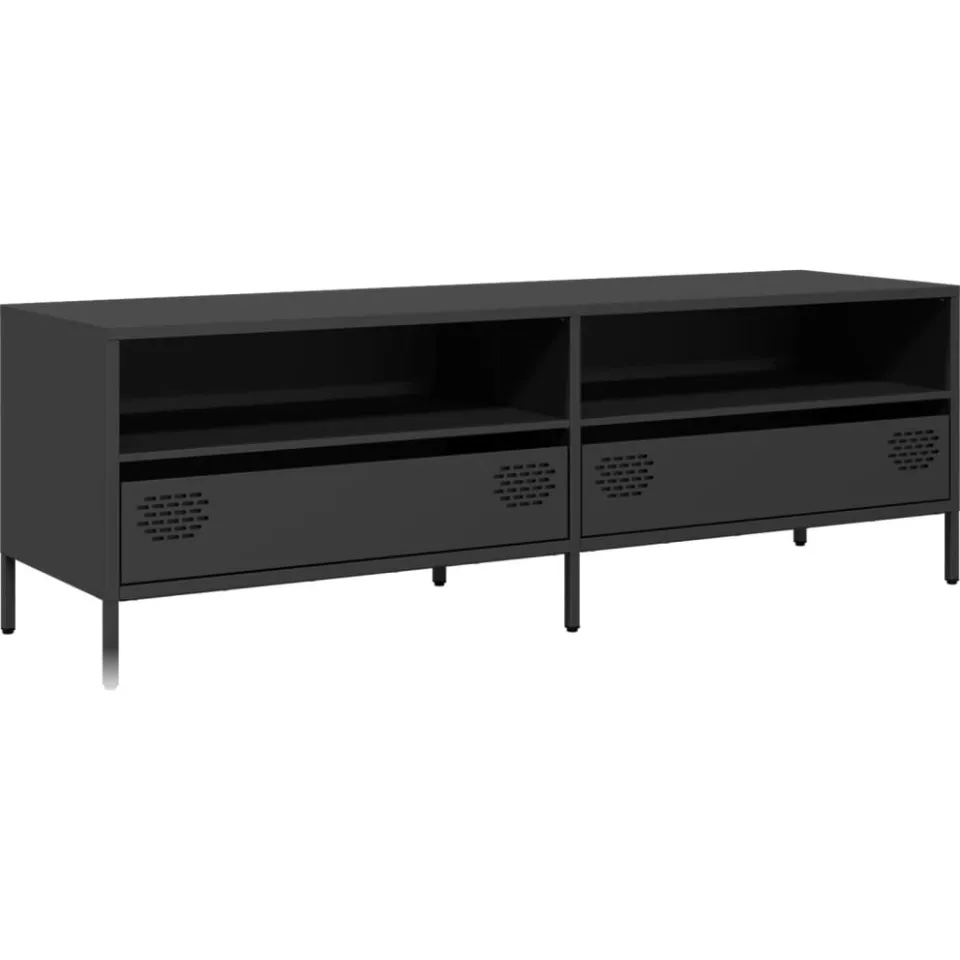 vidaXL Tv-meubel 135x39x43,5 cm koudgewalst staal zwart, foto 3