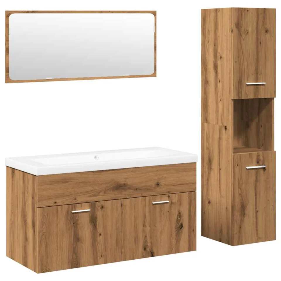 vidaXL 4-delige Badkamermeubelset bewerkt hout artisanaal eikenkleur, foto 3