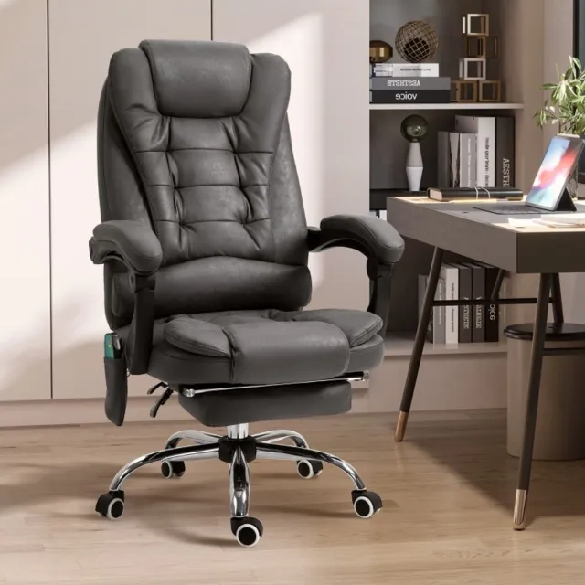 HAUSS SPOLE Bureaustoelen - Ergonomische Bureaustoel Met Gevormde Rugleuning - Verstelbare Hoogte, Draaibaar, Met Voetsteun Voor Kantoor - 65×70×119 cm - Polyester - Grijs