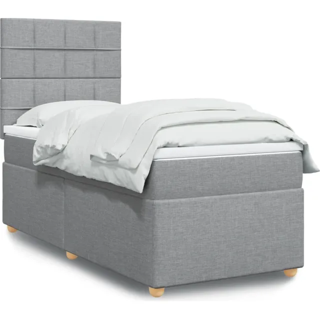 vidaXL Boxspring met matras stof lichtgrijs 90x190 cm grijs