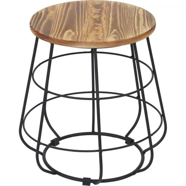 MCW Bijzettafel MCW-A80, nachtkastje salontafel, industrieel ontwerp, echt hout Ø35cm bruin