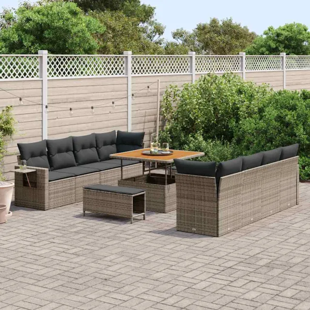 vidaXL Tuinbankenset 11 st Grijs poly rattan, foto 3