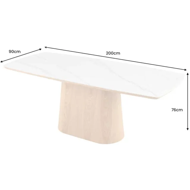 Invicta Interior Design Eettafel UNIEK 200cm Wit Eiken Keramiek Marmeren Kolom Onderstel - 45142 Zie omschrijving