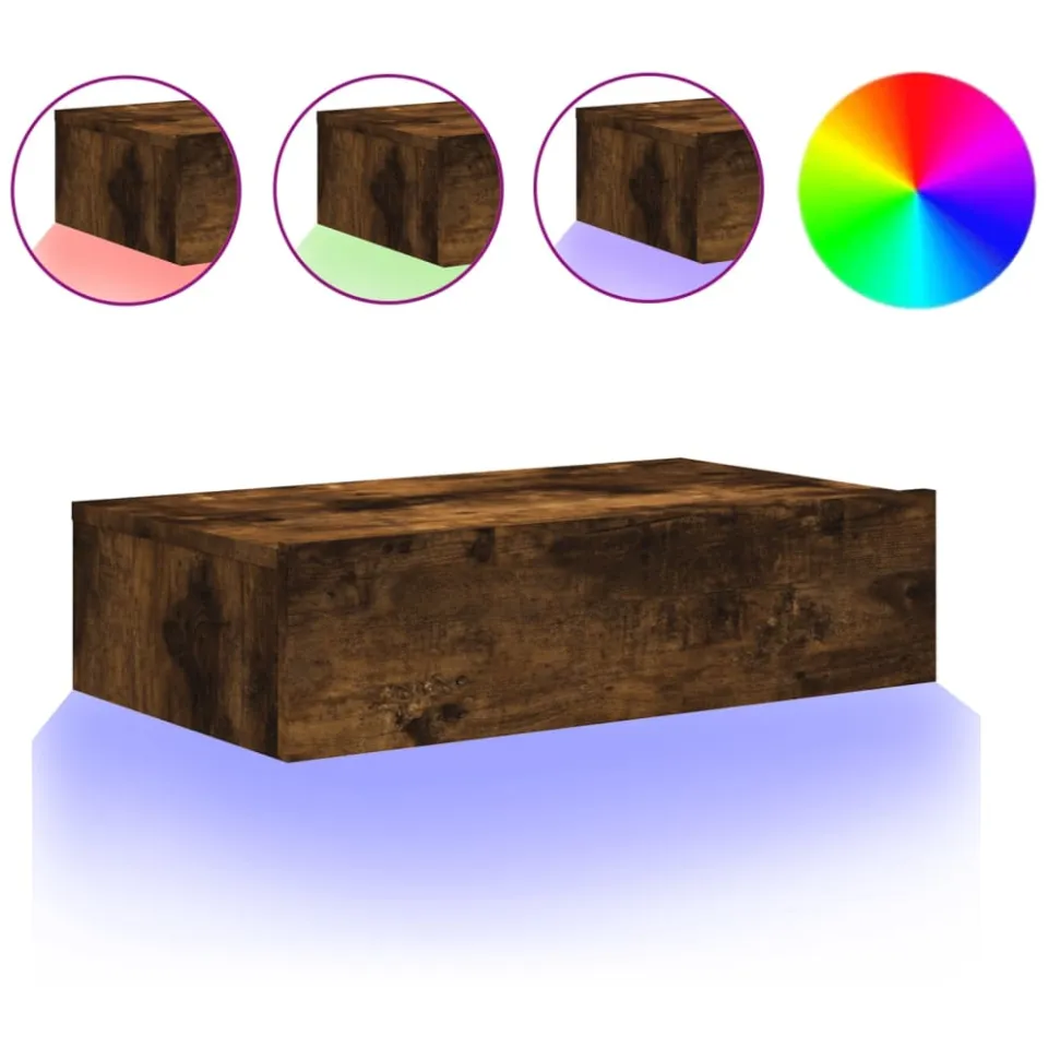 vidaXL Tv-meubel met LED-verlichting 60x35x15,5 cm gerookt eikenkleur, foto 3