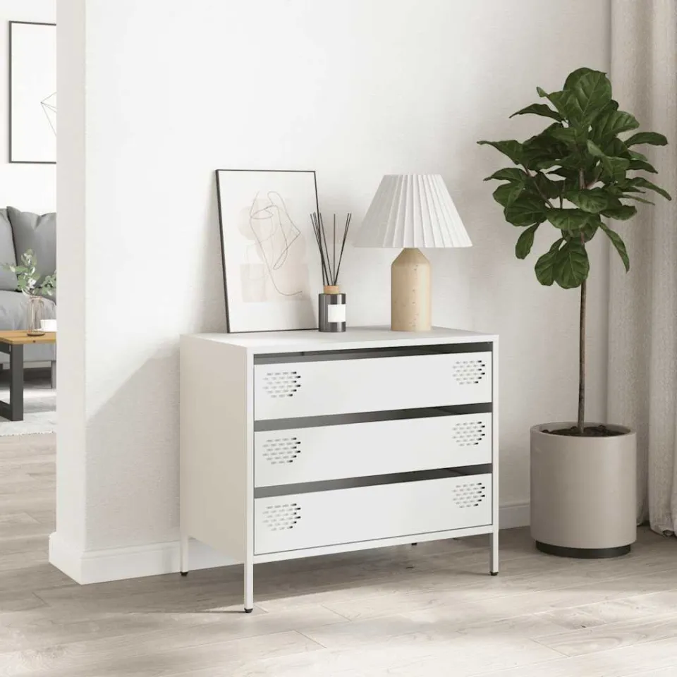 vidaXL Dressoir 68x39x58,5 cm koudgewalst staal wit, foto 2