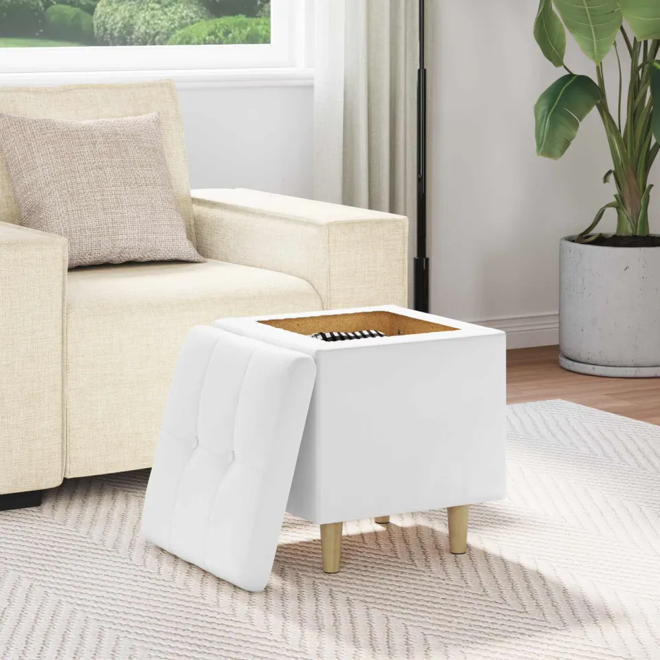 vidaXL Ottoman met Opbergruimte Wit 40 x 40 x 45 cm Kunstleer, foto 4