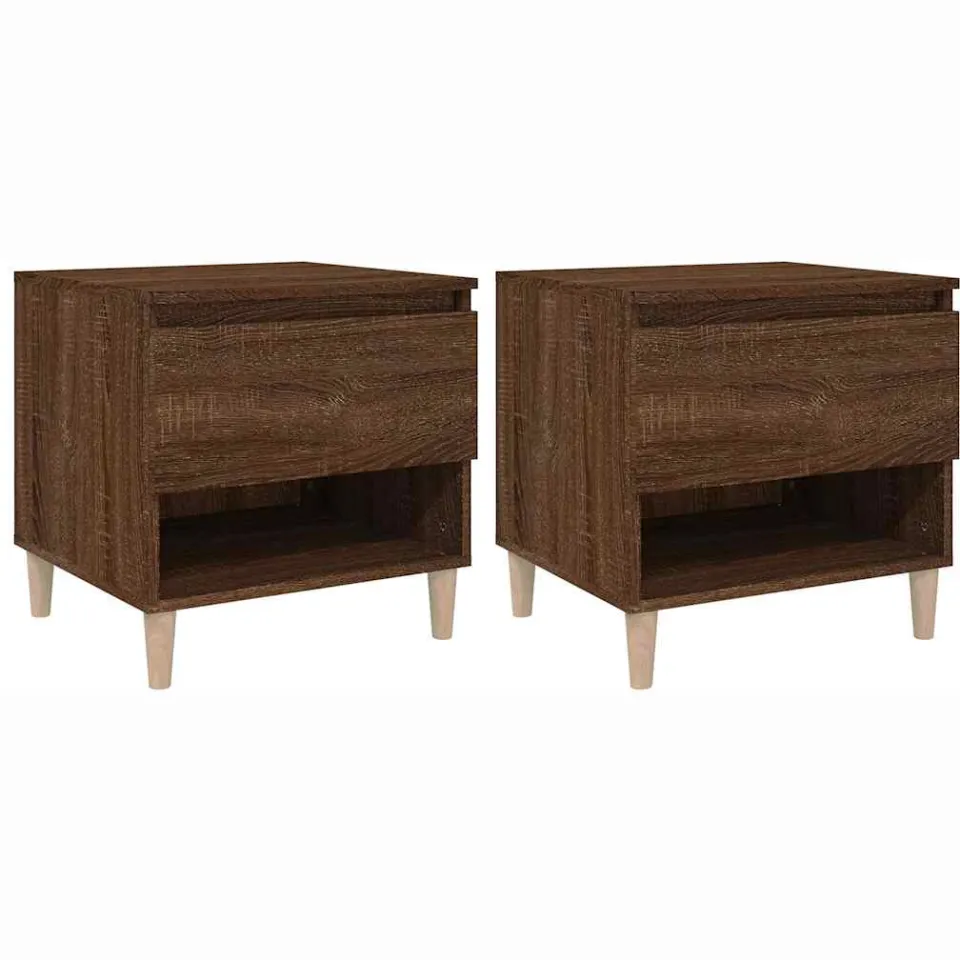 vidaXL Nachtkastjes 2 st 50x46x50 cm bewerkt hout bruin eikenkleur