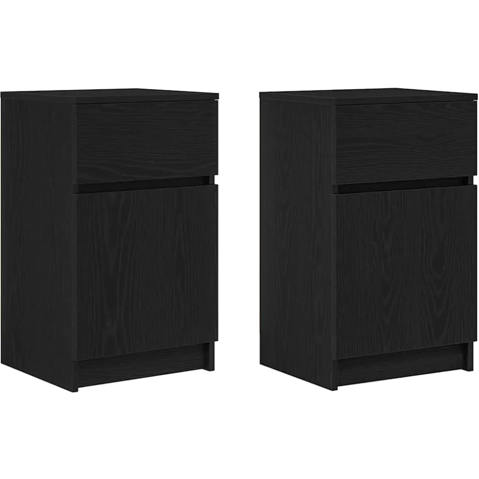 vidaXL Nachtkastjes 2 st 39x35x65 cm bewerkt hout zwart
