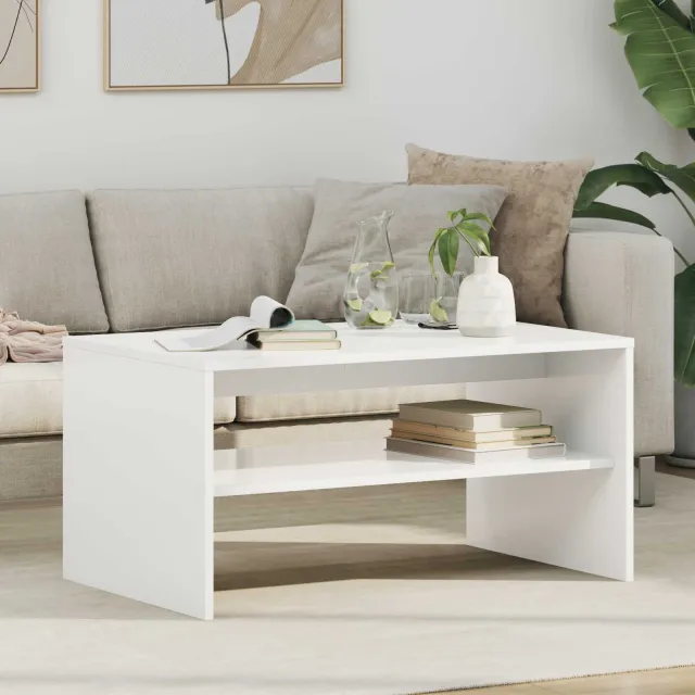 vidaXL Salontafel Wit 80 x 50 x 40 cm Bewerkt hout, foto 2
