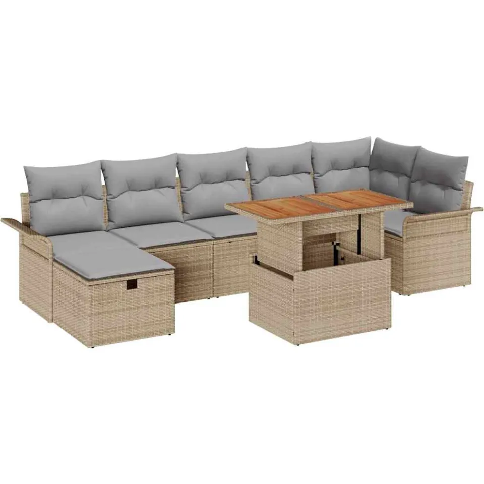 vidaXL Tuin Sofa Set 8 st Beige poly rattan