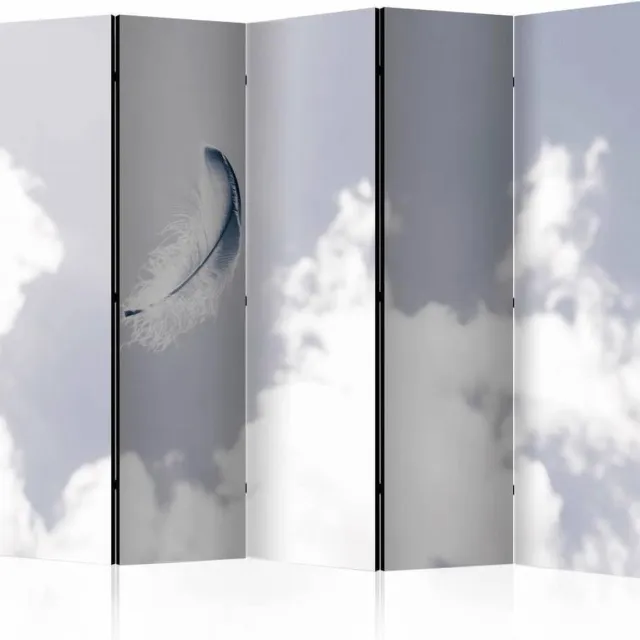 karo-art Vouwscherm - Veer in de lucht 225x172cm , gemonteerd geleverd, dubbelzijdig geprint (kamerscherm) Multikleur