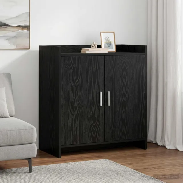 vidaXL Dressoir Zwart eiken 72 x 36 x 80 cm Bewerkt hout, foto 2