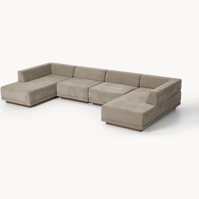 Westwing Collection Grote modulaire bank Colin (4-zits) Bruin, Taupe