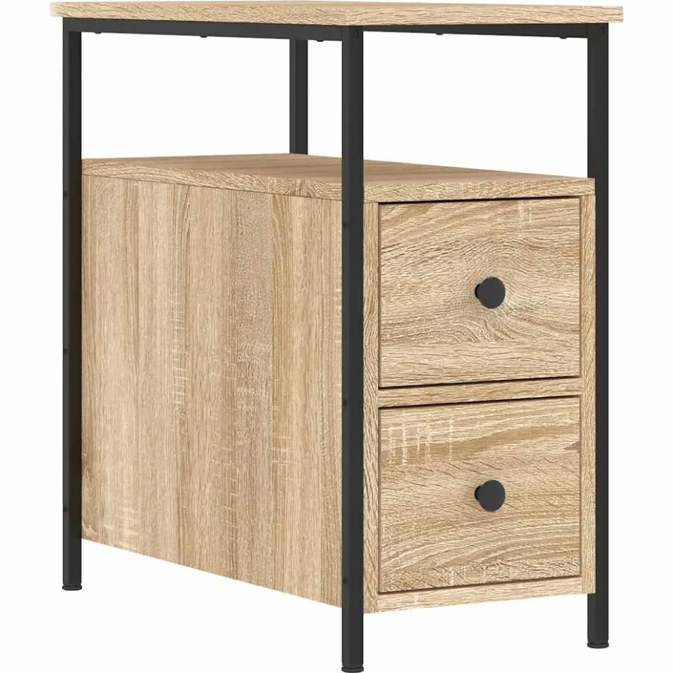 vidaXL Nachtkastjes 2 st 30x60x60 cm bewerkt hout sonoma eikenkleurig, foto 3