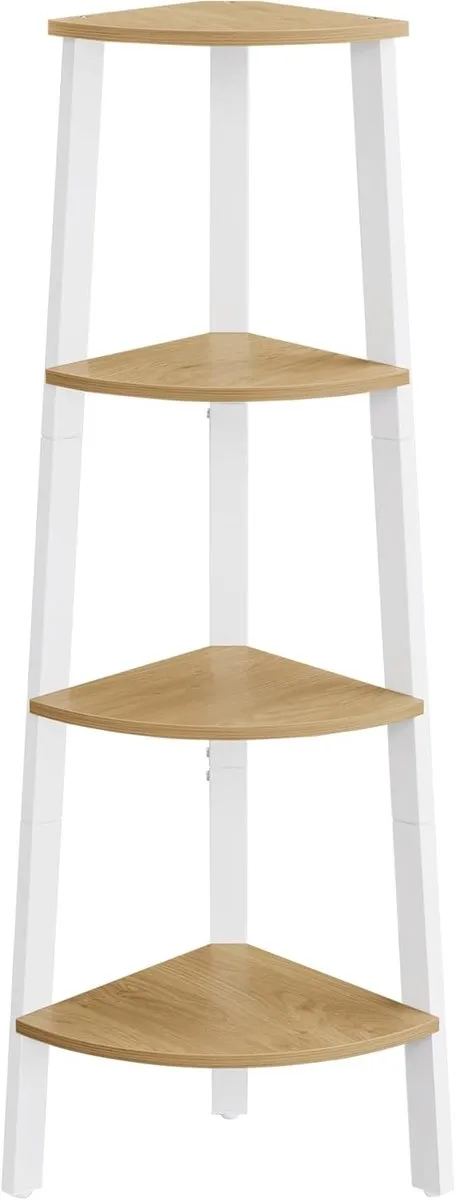 Hoppa! Hoekladderplanken - Natuurlijk Eiken, Matwit - Spaanplaat, Staal - 33.4 x 33.4 x 125 cm (B x D x H)