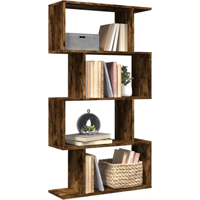 vidaXL Kamerscherm / boekenkast 4-laags 70x24x129 cm hout gerookt eik Bruin